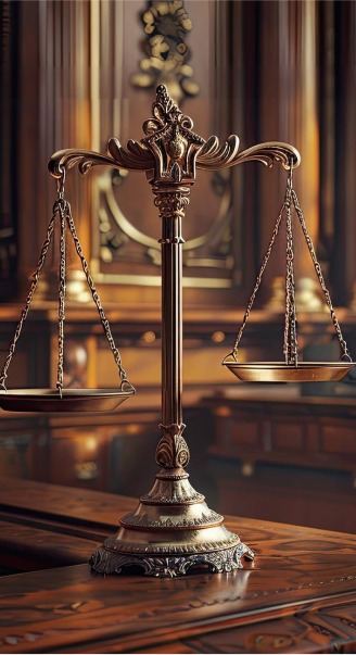 Balança da justiça e martelo